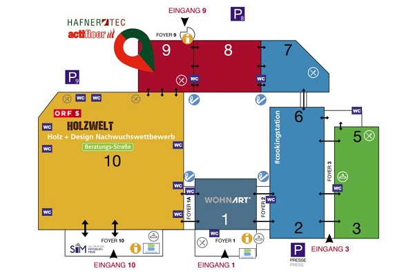 Foto des Lageplans des Messegeländes der Messe Bauen und Wohnen