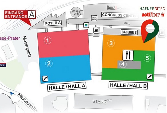 Foto des Lageplans des Messegeländes der Messe Bauen und Energie in Wien